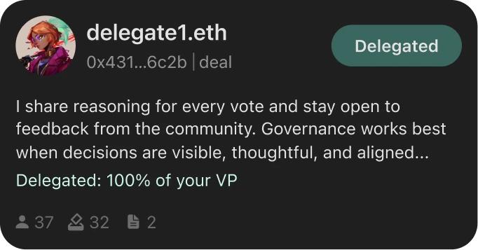 Delegate profile delegate1.eth