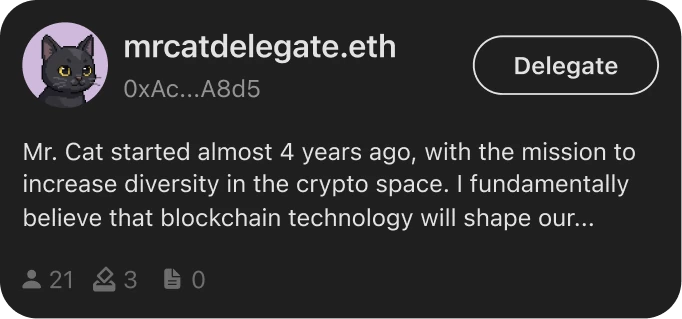 Delegate profile mrcatdelegate.eth