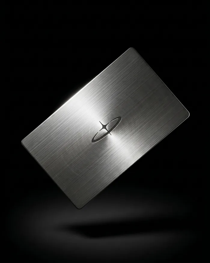 Brushed-metal material study for the Global Travel Solutions identity