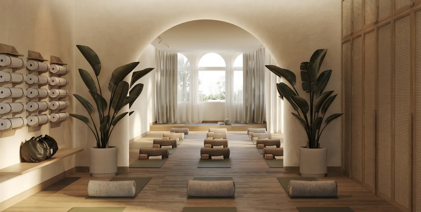 Sage yoga and wellness studio interior